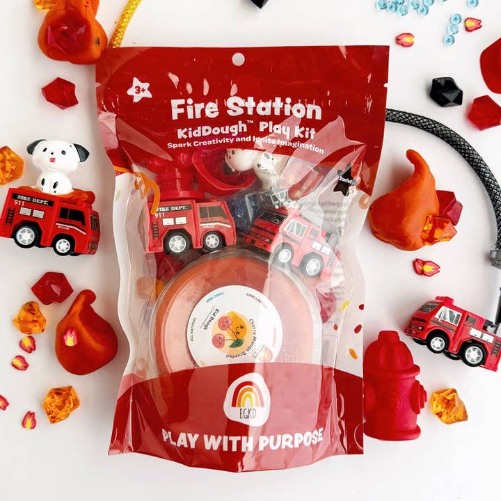 Earth Grown KidDoughs (KidDoughs by EGKD) - Wholesale Putty/Slime - Kids - Fire Station KidDough Play Kit0