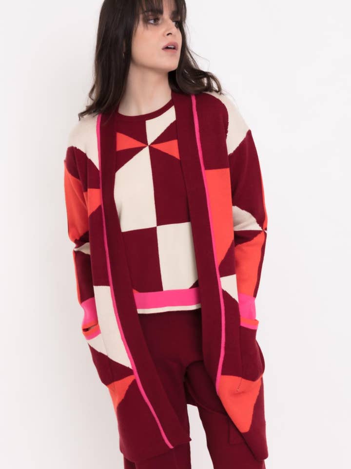 GEOMETRISK CARDIGAN B2B for engroshandel hos CMS Love