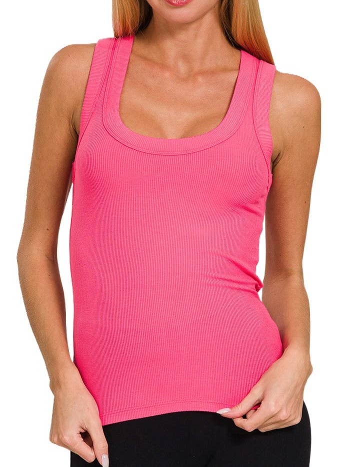 Débardeur à col rond côtelé pour la vente par Vanilla Monkey