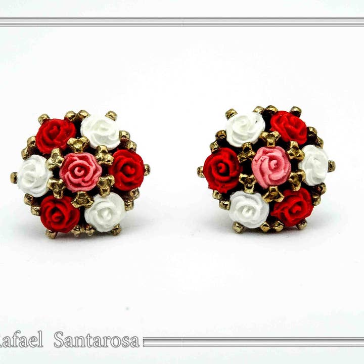 roser øreringe sølv buket roser blomster øreringe for engroshandel hos RAFAEL SANTAROSA