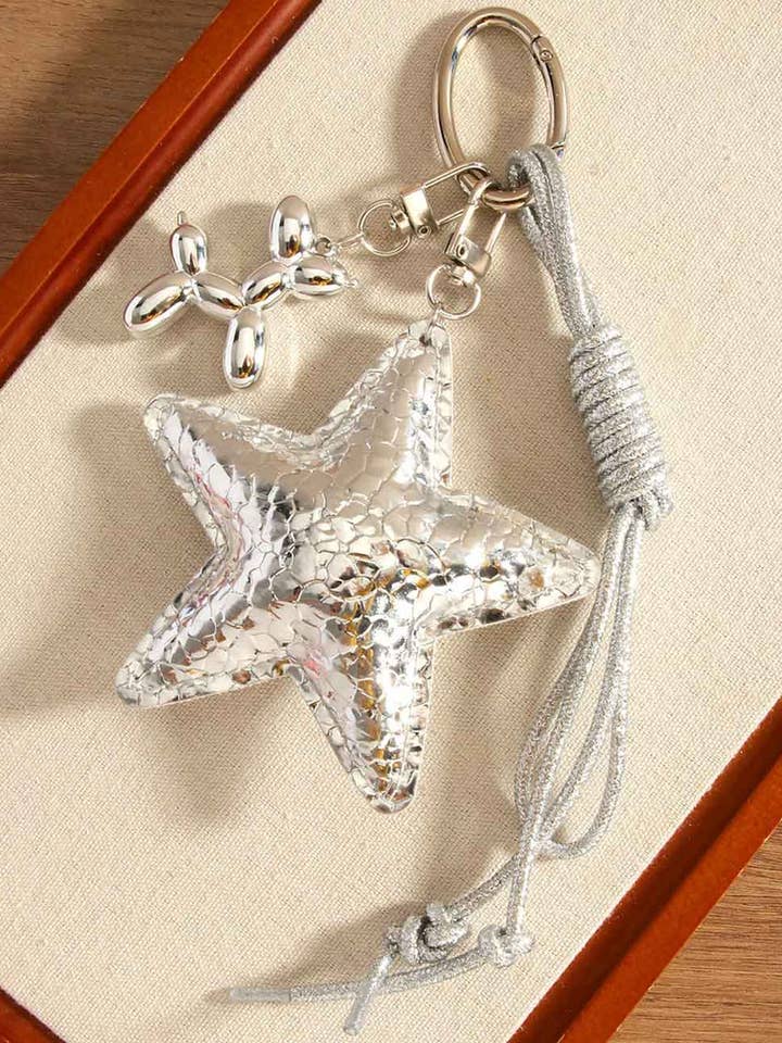 Llavero de Cuerda Tejida con Perro Globo Estrella de Plata de Moda DP25E507 para venta al por mayor de Dipped Shop