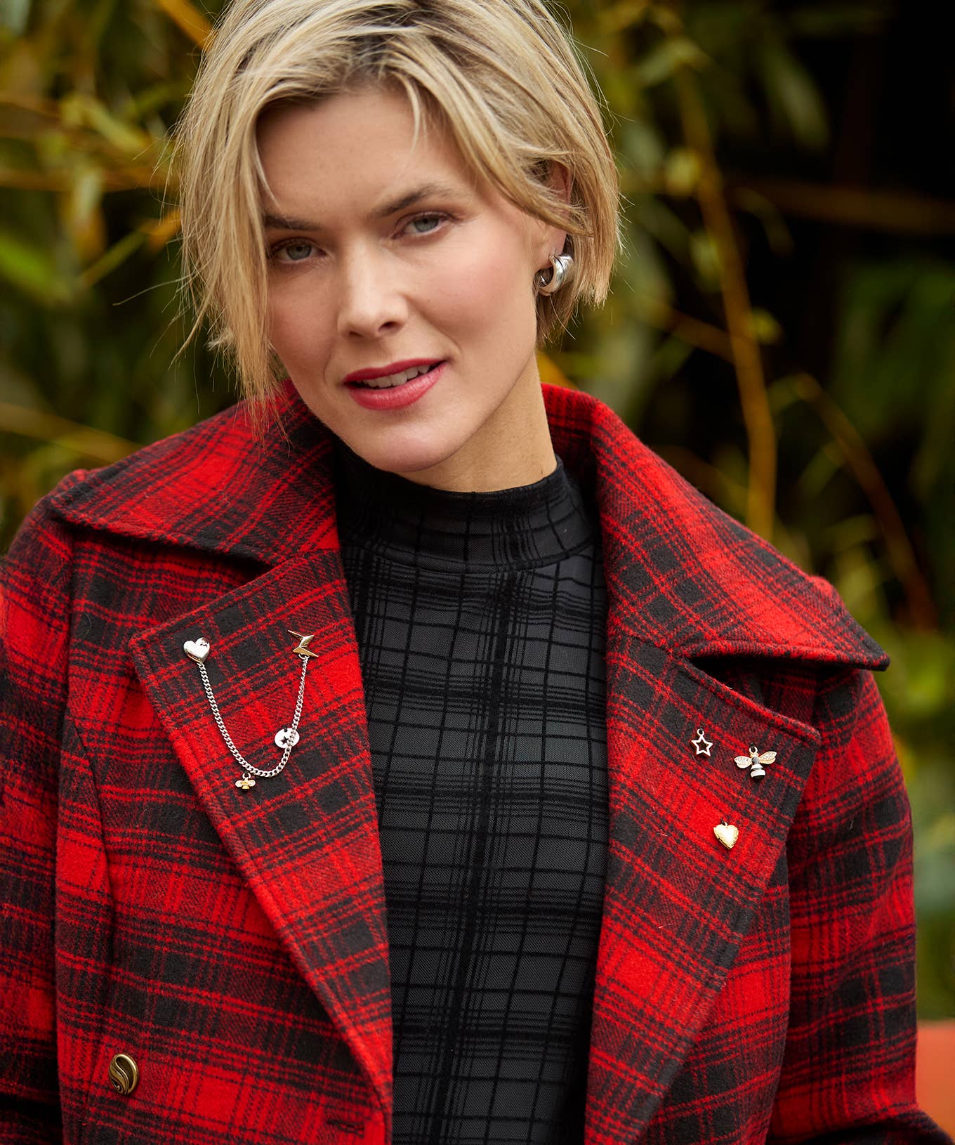 Red Suzi Check Maxi Coat for wholesale on Faire6