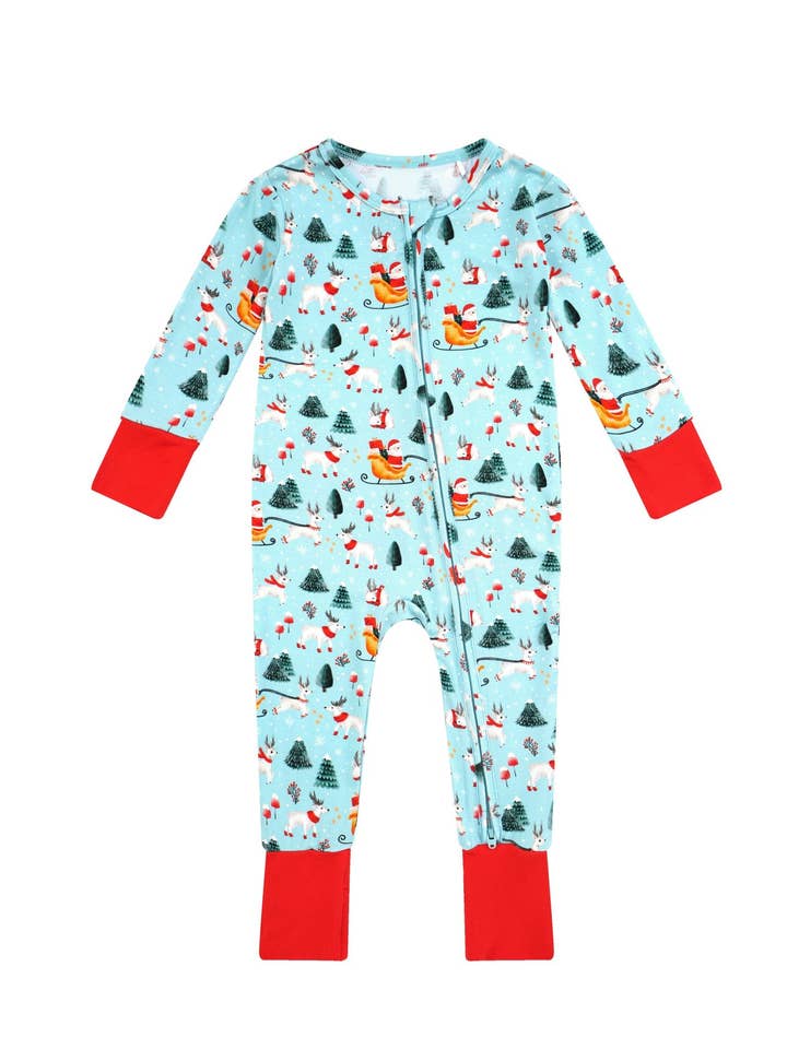 Mameluco infantil ligero de bambú de Papá Noel para venta al por mayor de Twinflower Creations