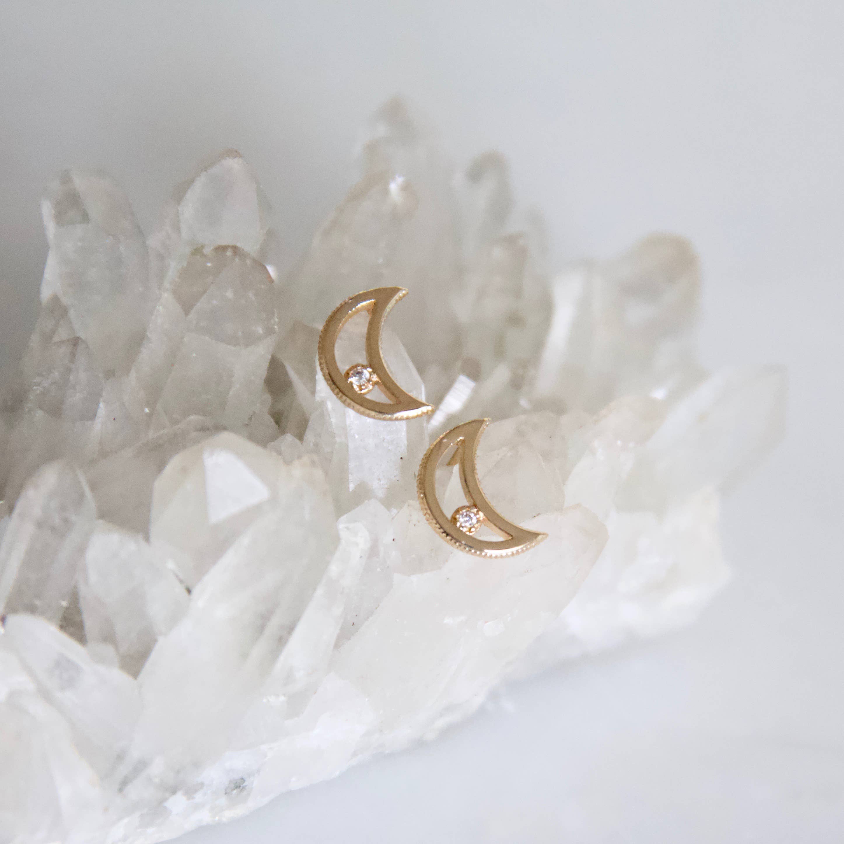 Mesa Blue - Wholesale Stud/Post Earrings - Zircon Moon Earrings1