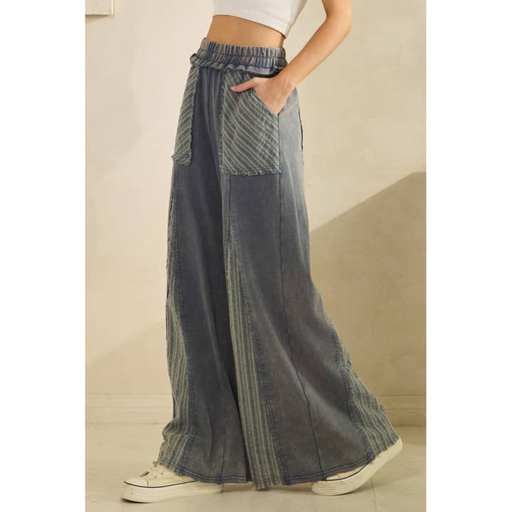 DENIM BLUE COASTAL DRIFT WIDE-LEG PANTS (SP8082) for wholesale on Faire5