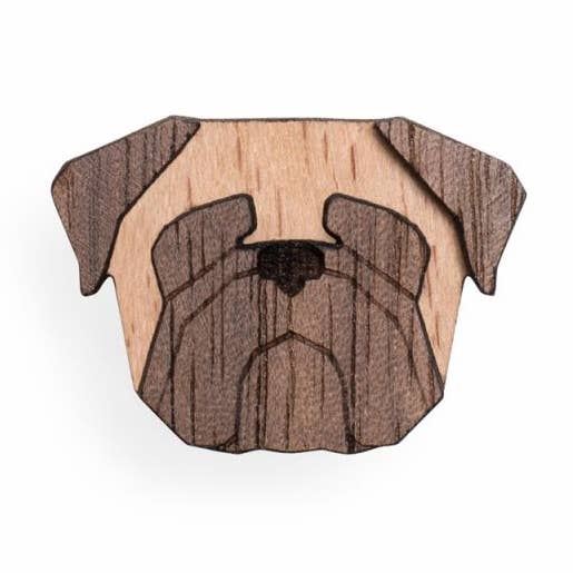 Pug Brooch for wholesale by Bewooden
