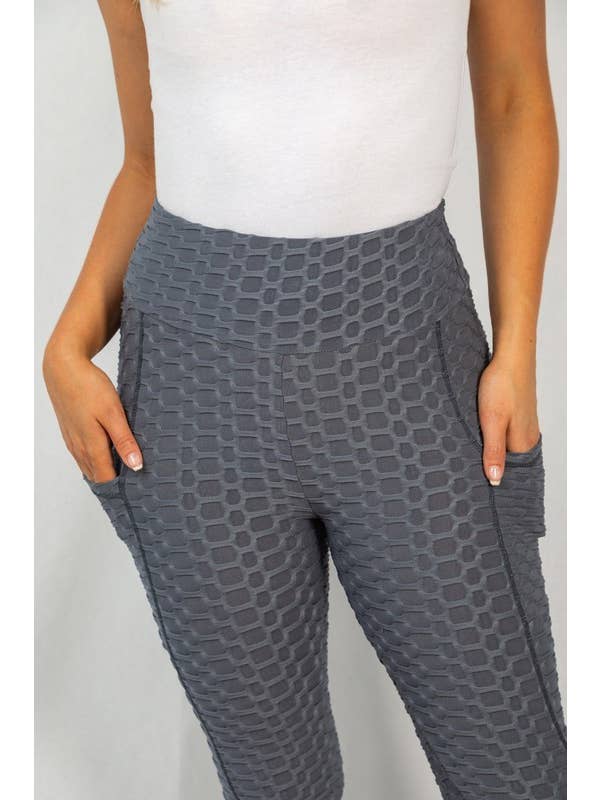 White Birch - Wholesale Sport-/loungelegging - Dames - P40138 Effen gebreide legging met hoge taille en contouren