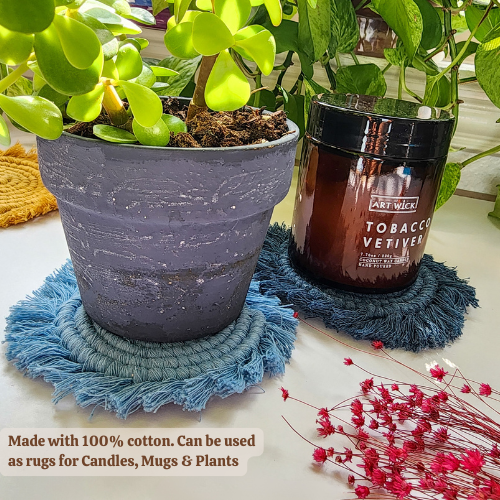 Handmade By Uruba - Wholesale Coasters - Macrame Boho Coasters, Handwoven round Cotton Coaster3