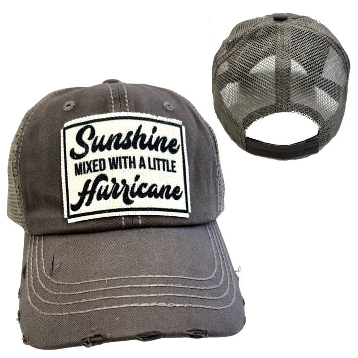 dkhandmade - Wholesale Trucker Hat - Women's - SUNSHINE WITH A LITTLE HURRICANE | WOMAN'S HAT | DISTRESSED3