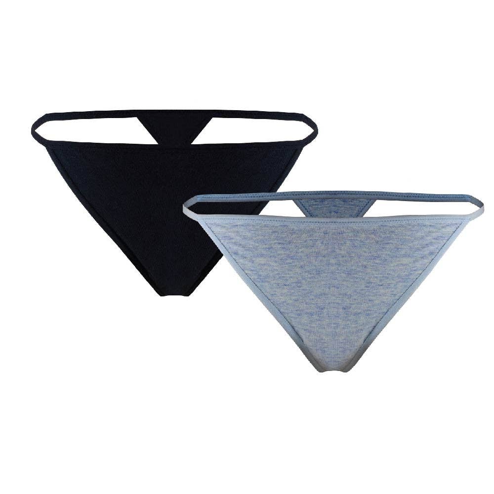 Black Heather Cotton Thong 2 Pack Underwear for wholesale on Faire1
