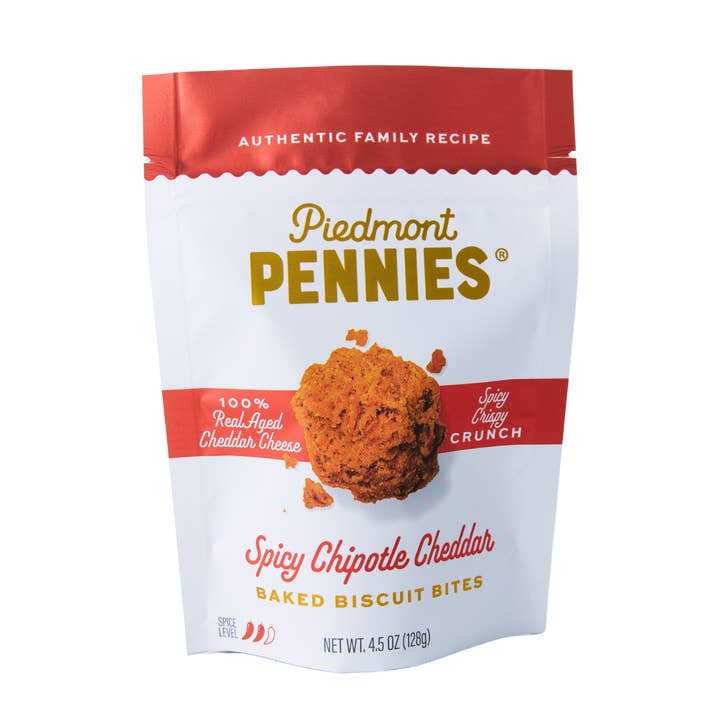 Spicy Chipotle Cheddar Cheese Crackers, Pouches (20) for wholesale by Piedmont Pennies