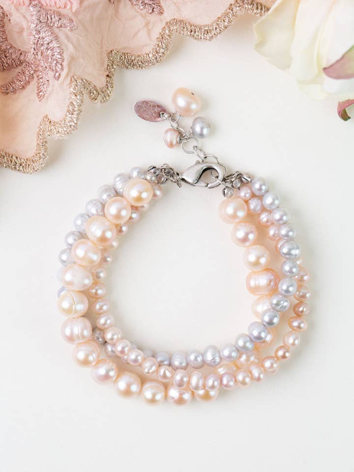 Blush 7.5-8.5" Freshwater Pearl Multistrand Bracelets for wholesale by Anne Vaughan Designs Jewelry