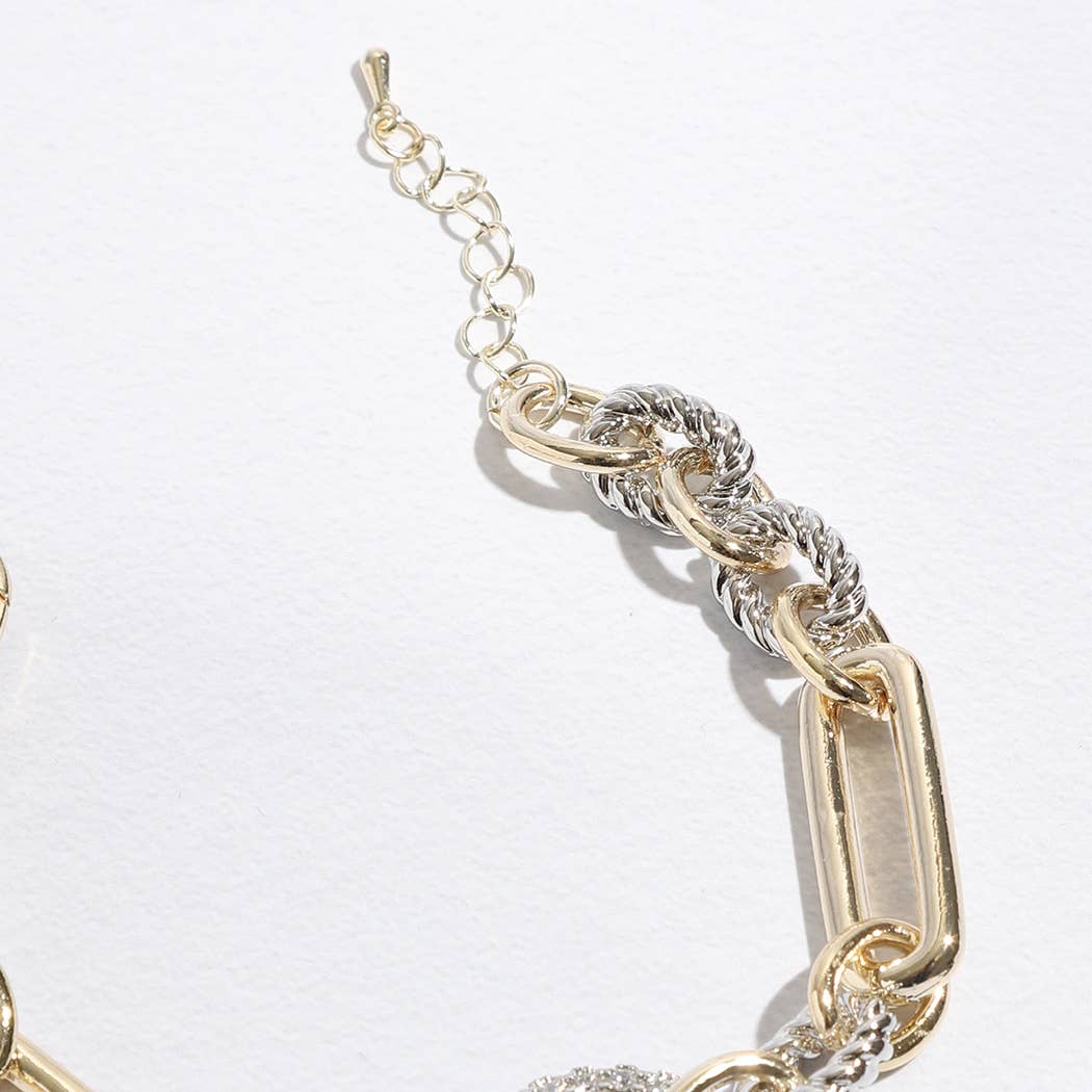 B Multi-Toned Chunky Chain Linked CZ Bracelet for wholesale on Faire8