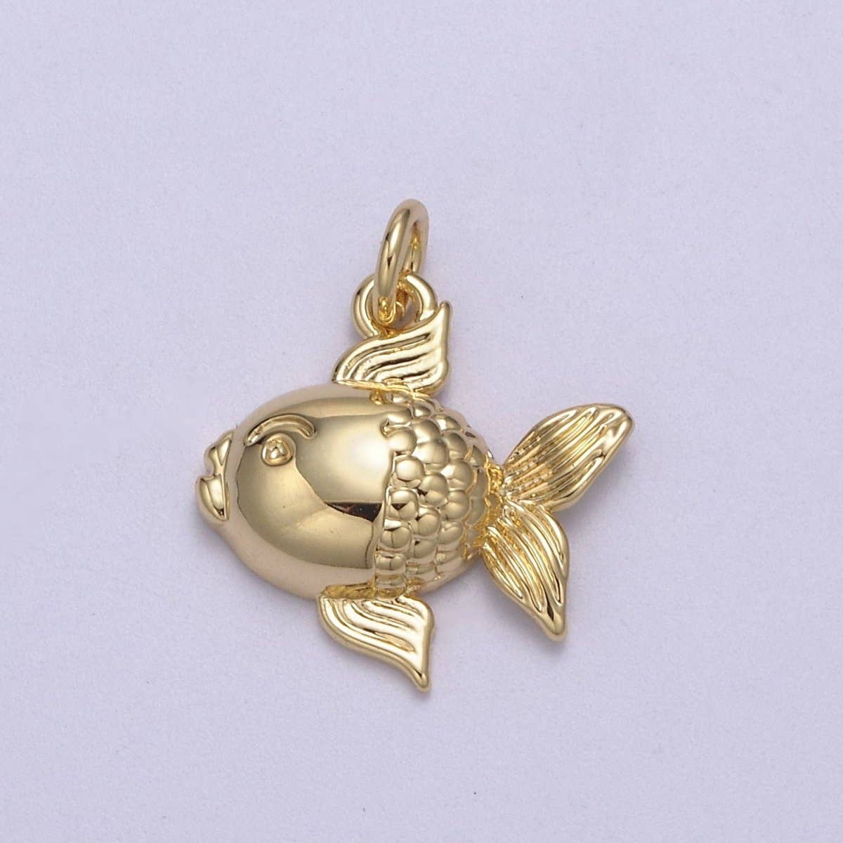 Aim Eternal - Wholesale Individual Charm/Pendant - Dainty 14k Godl Filled Puffy Goldfish Pet Fish Charm Animal Pendant N-8170