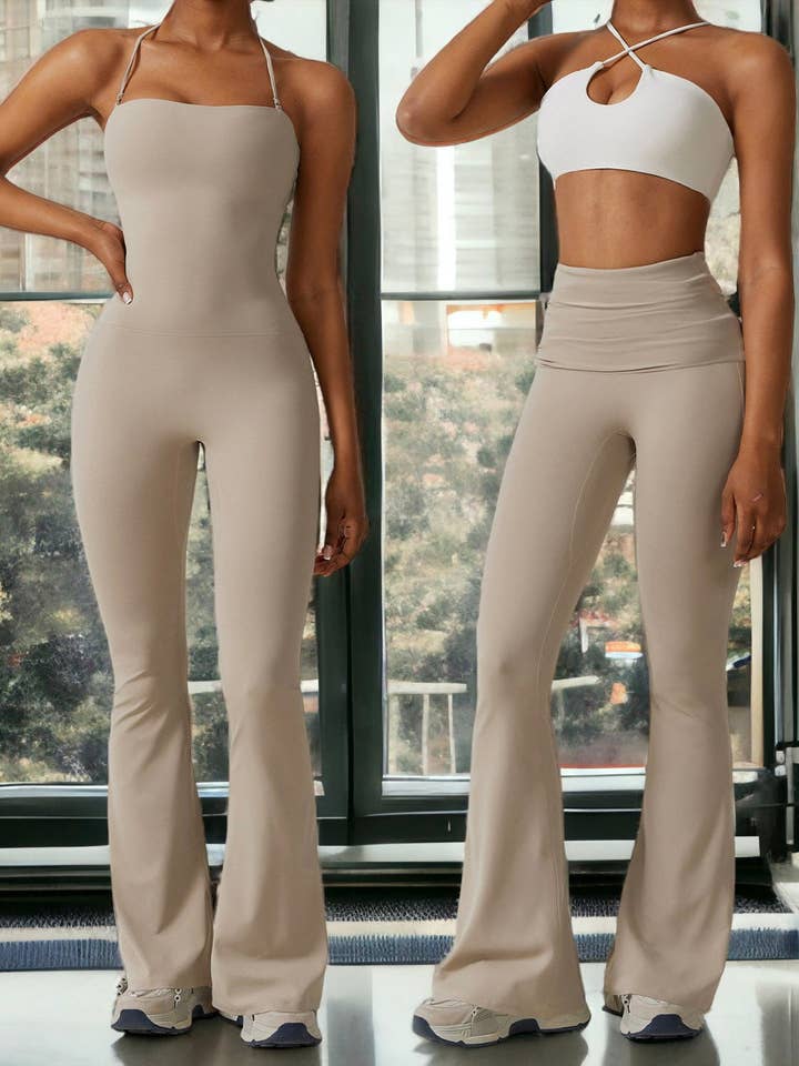 Active by Anna-Kaci - Vendita all'ingrosso Leggings sportivi/loungewear - Donna - Leggings svasati a vita alta arricciati1