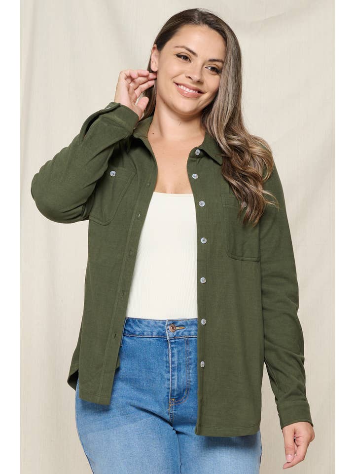 Doe and Rae - Wholesale Button Down Shirt - Women's - BRUSHED BUTTON DOWN SHIRT - 10452JPL