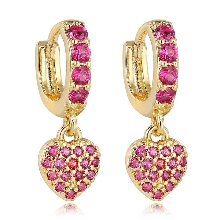 Pink Puffy Heart Huggie Back for wholesale by The Tiny Gem