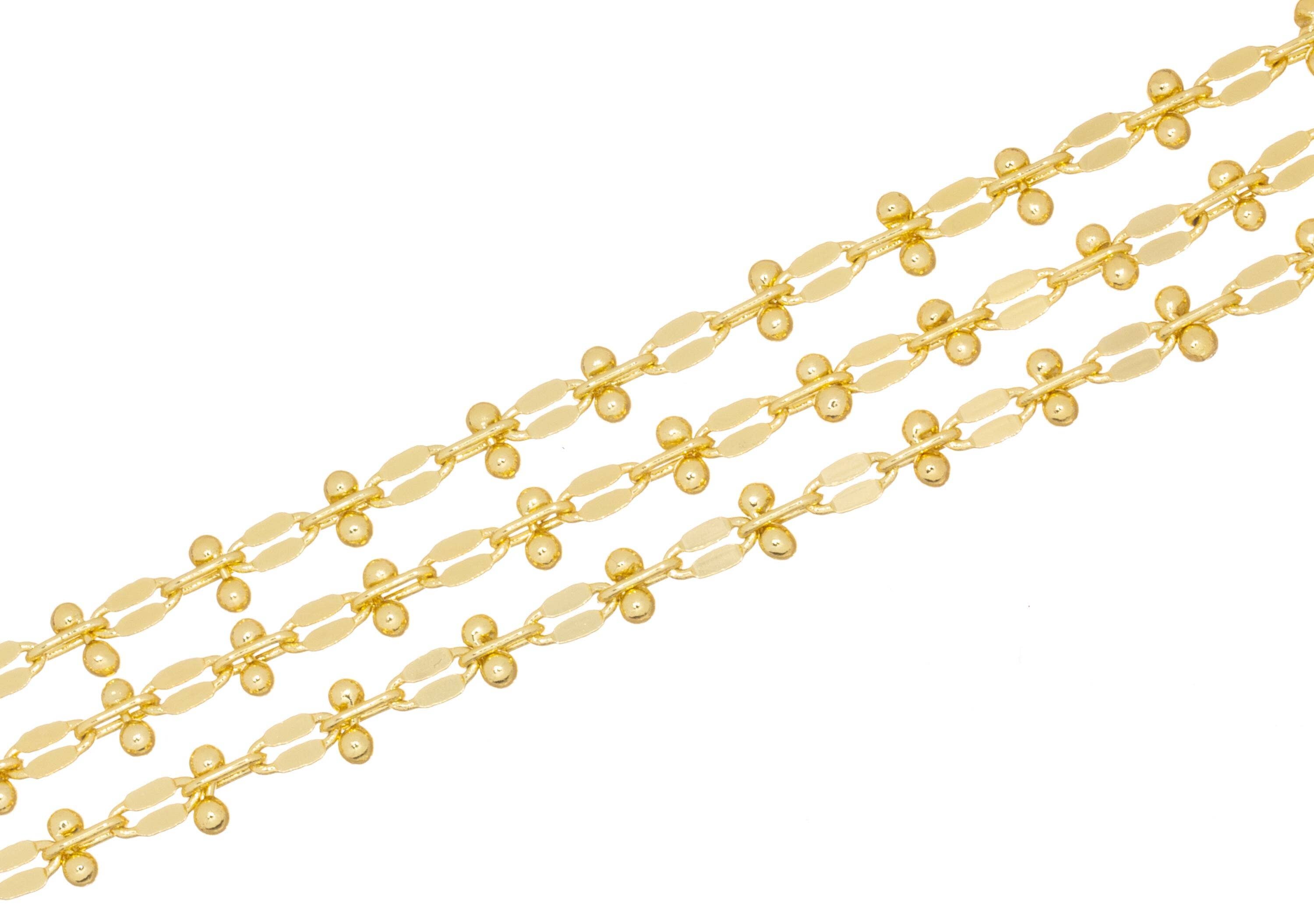 Jewel Pledge - Wholesale Link & Chain Necklace - Gold Oval Diamond Cut Satellite Ball Chain,CHG0880