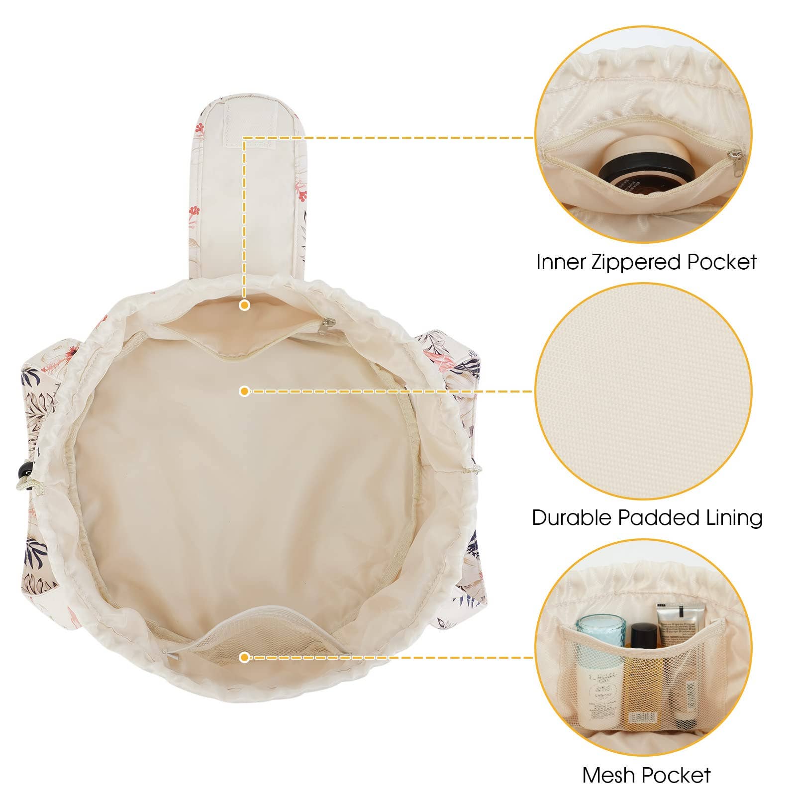 wandf – bolsa de maquilhagem e cosméticos por atacado – Saco de maquilhagem com cordão de barril Bolsas grandes para higiene pessoal cosmética47