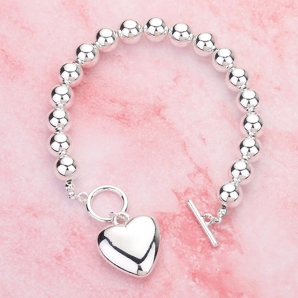 Sensibling Corp. - Wholesale Bedelarmbandje - Bubbelkettingarmband met metalen hartbedel en toggle-sluiting5