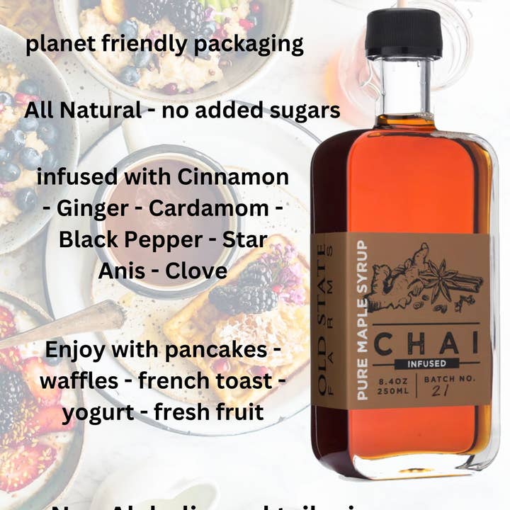 Old State Farms - Wholesale Maple Syrup - Chai Infused Maple Syrup - 8.4oz - 250ML