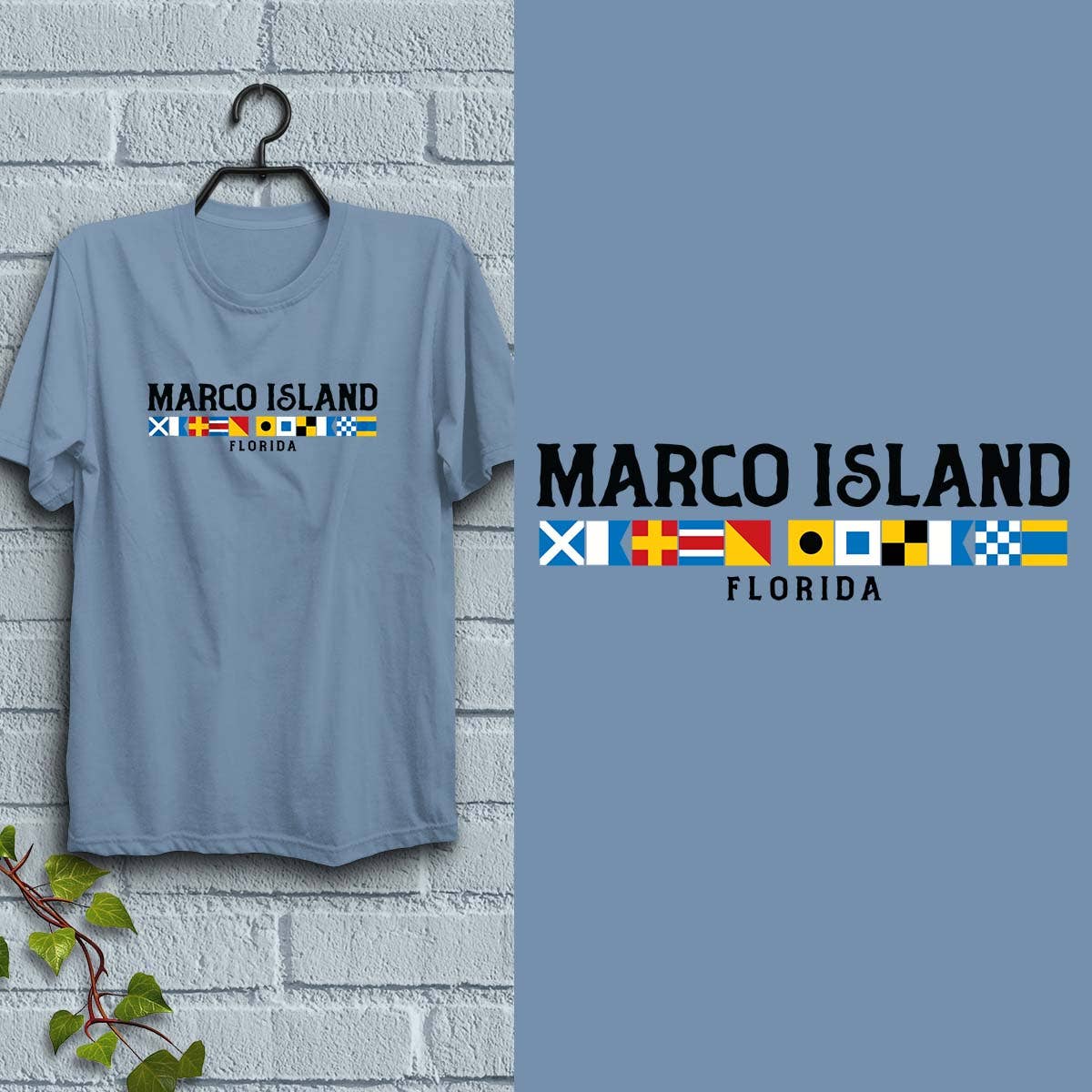 RetroPlanet - Wholesale T-Shirt (Graphic) - Unisex - Marco Island Florida Nautical Flags T-Shirt Adult S-2X6