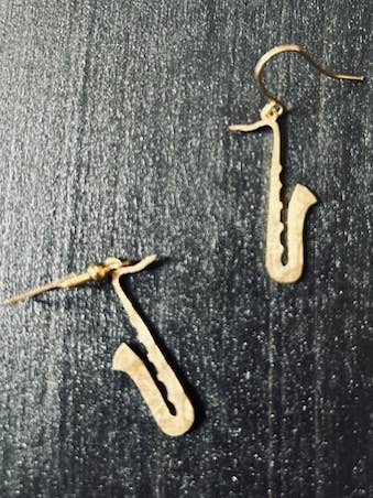 Saxophone Earrings for wholesale by Weaving Winds
