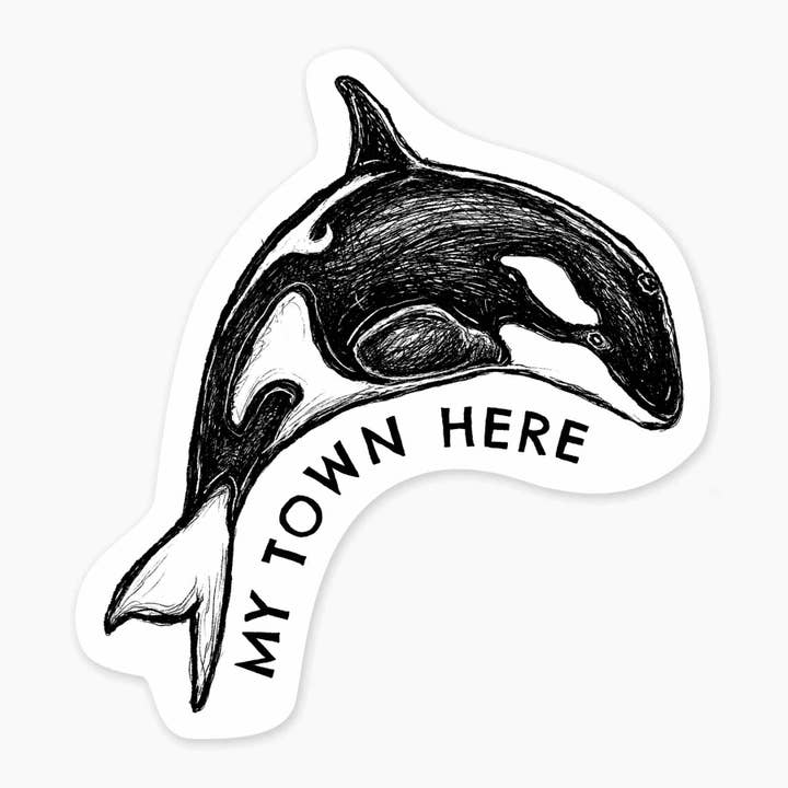 Orca - 3" Name Drop Sticker for wholesale by Nice Enough Stickers