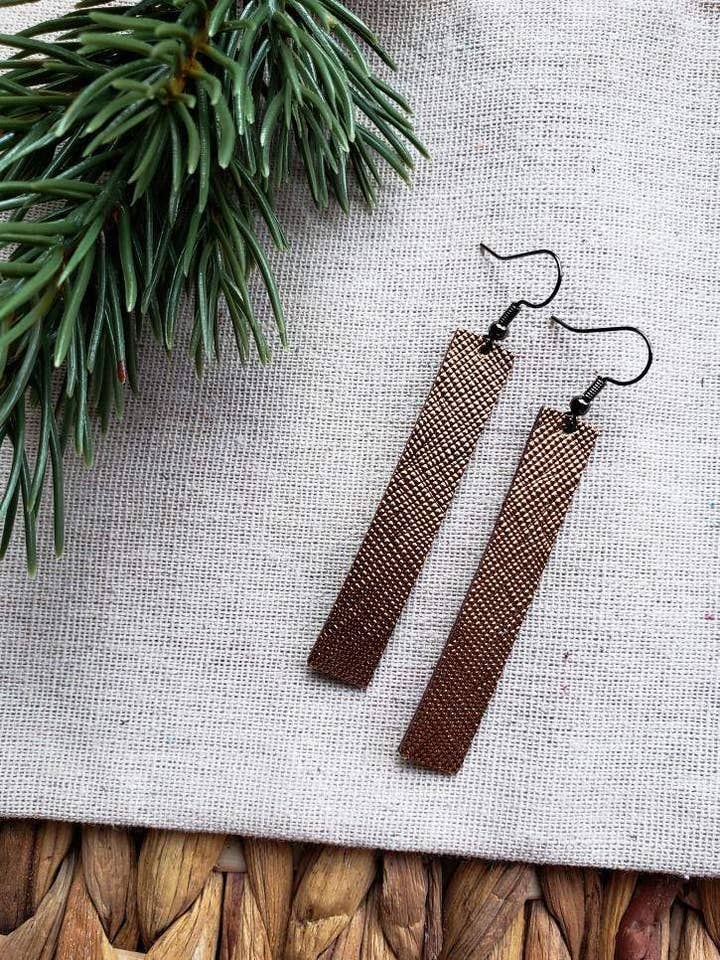 Brons Metallic läder Bar Örhängen för wholesale av Whitebirch Handmade Goods