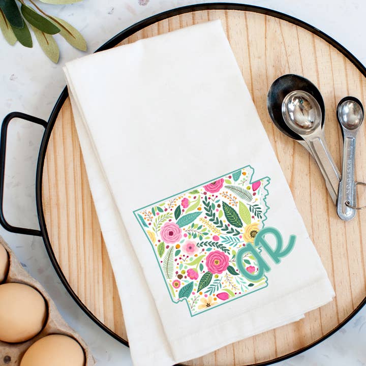 Bright Floral Arkansas Kitchen Towel for wholesale by Pelican Provision Co.