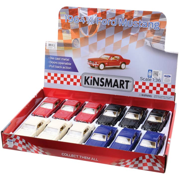 1964 Ford Mustang Die Cast Car 12-unit Display for wholesale by US Toy Company