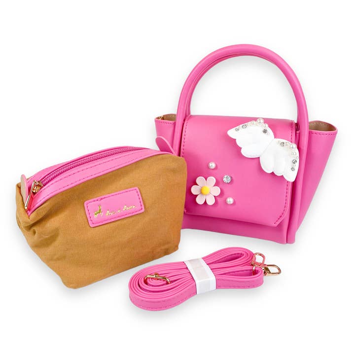 P50 B1307 Angel Wing & Charms Leather Satchel Bag (4 Colors) for wholesale by Doe a Dear