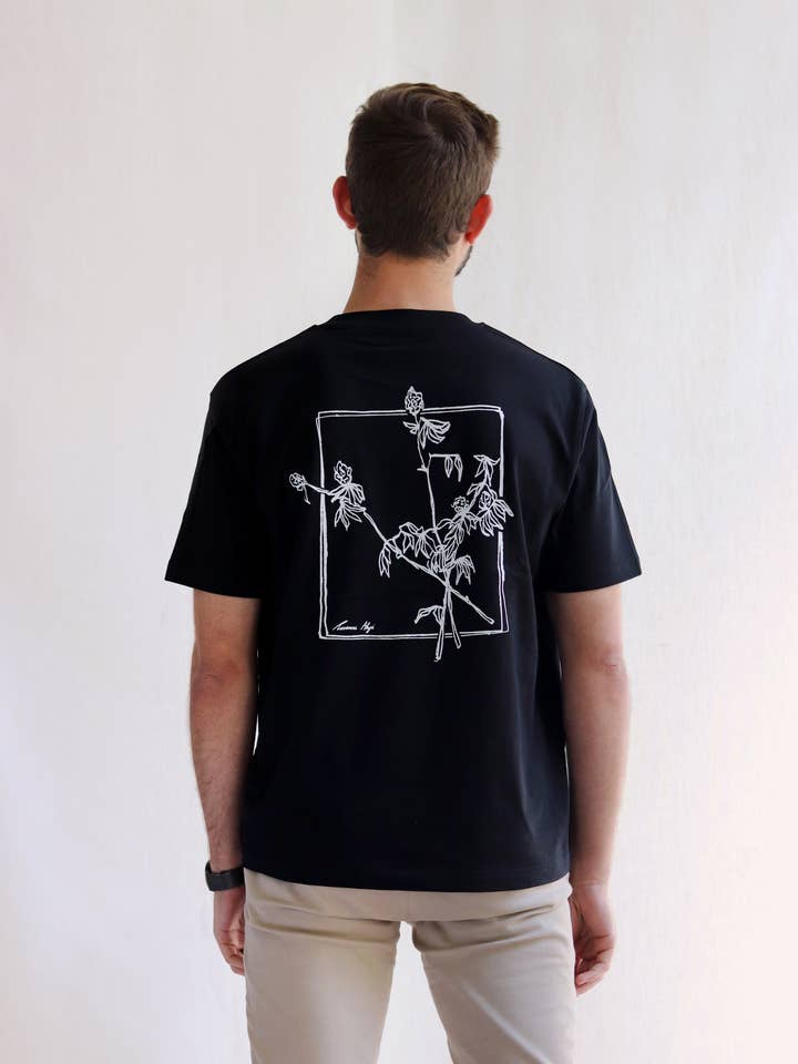 Schwarzes T-Shirt - Blumen für den Großhandel von Beige Paris