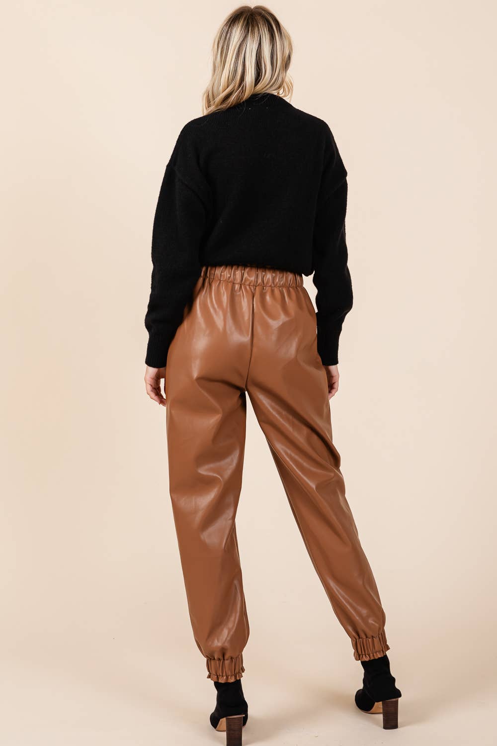 GeeGee x Lovelo - Wholesale Pants - Women's - Faux Leather Jogger Pants, MP508122