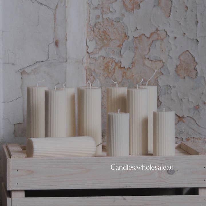 Candles Wholesale Au - Wholesale Pillar candle - Tall ribbed pillar, Sculpture Candle, Home Decor, Gifts, Wax1