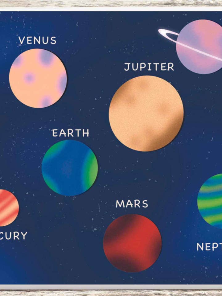 Space Odyssey Planets Art Print for wholesale by Julia Frost Art