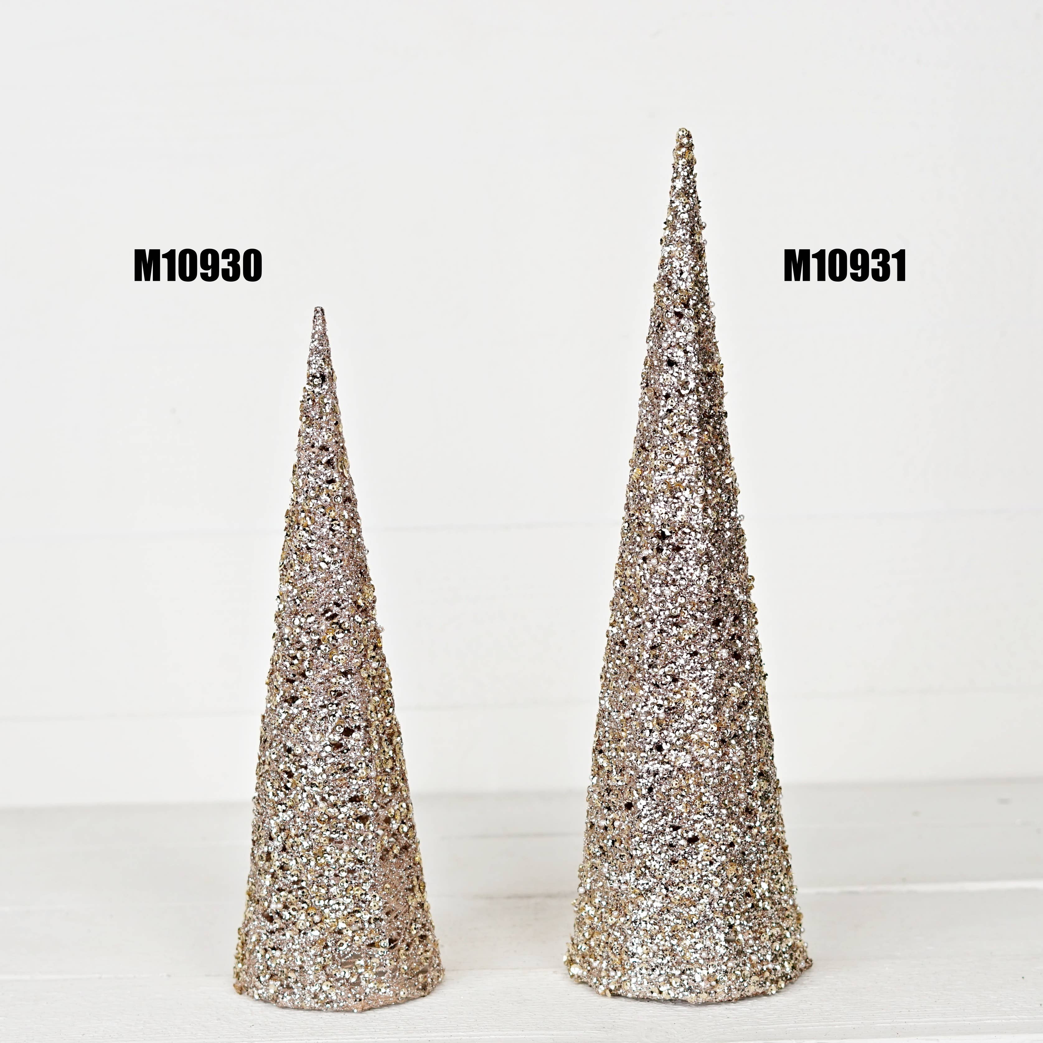 Impressive Enterprises, Inc. - Wholesale Christmas Decoration - M10930- 16in Metalic Glittered Cone Tree-Champaign gold4