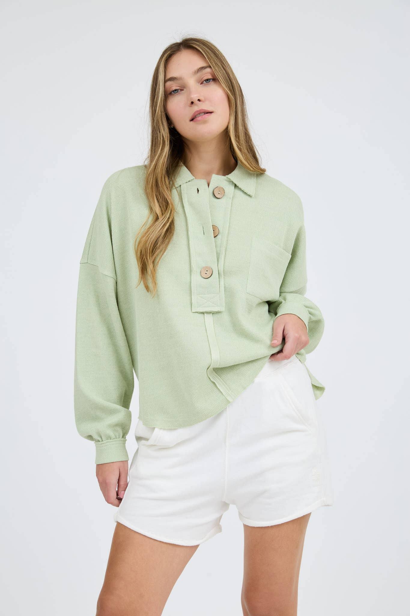 Blu Pepper - Venta al por mayor Jersey corto de punto - Mujer - TOP DE PUNTO CON CUELLO Y BORDES CRUDOS5