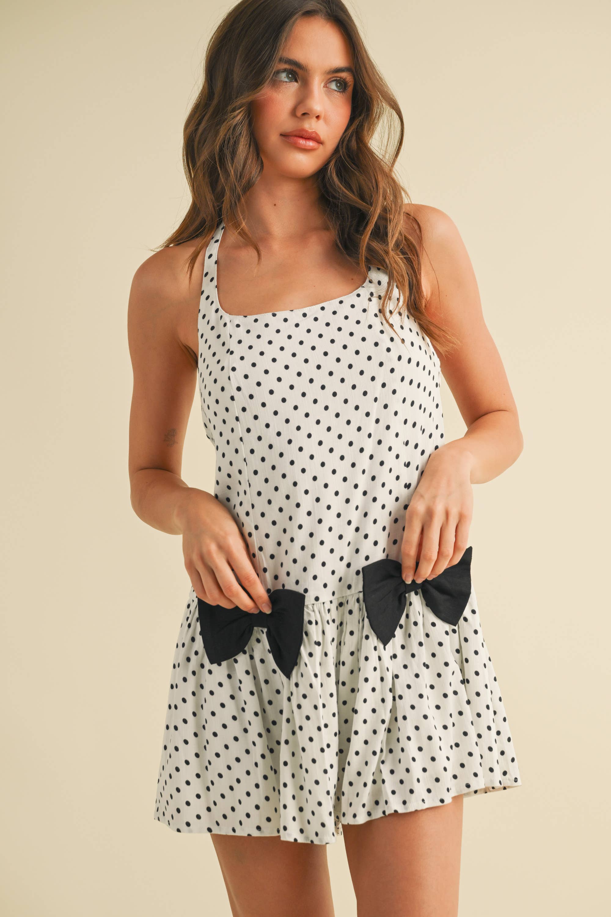 Klesis - Vente Combishort – femme - IR2204 COMBISHORT À POIS AVEC DÉTAILS NŒUD DEVANT17