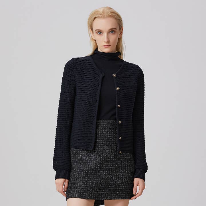 Textured knit cardigan for wholesale by Smart and Joy