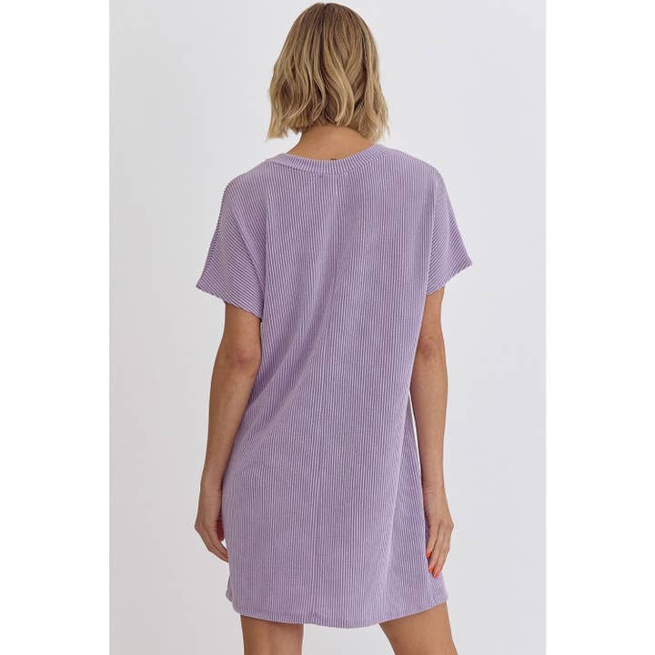 STYLE USA - Wholesale Dress - Women's - Ribbed round neck short sleeve mini dress