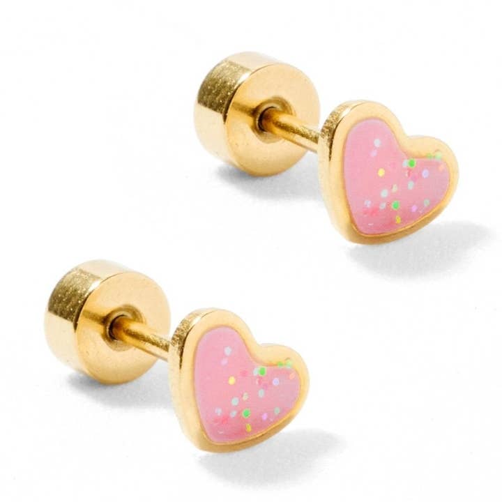 LINNY CO - Wholesale Stud/Post Earrings - Screwback Stud Earrings - Nora Heart Pink0