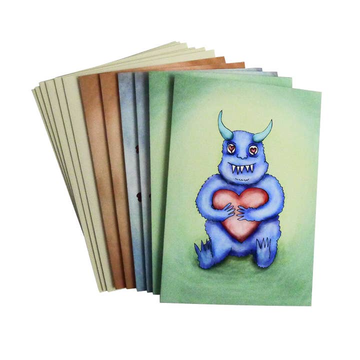 Monster Valentines Card Set for wholesale by Amelia Kieras Paper Arts