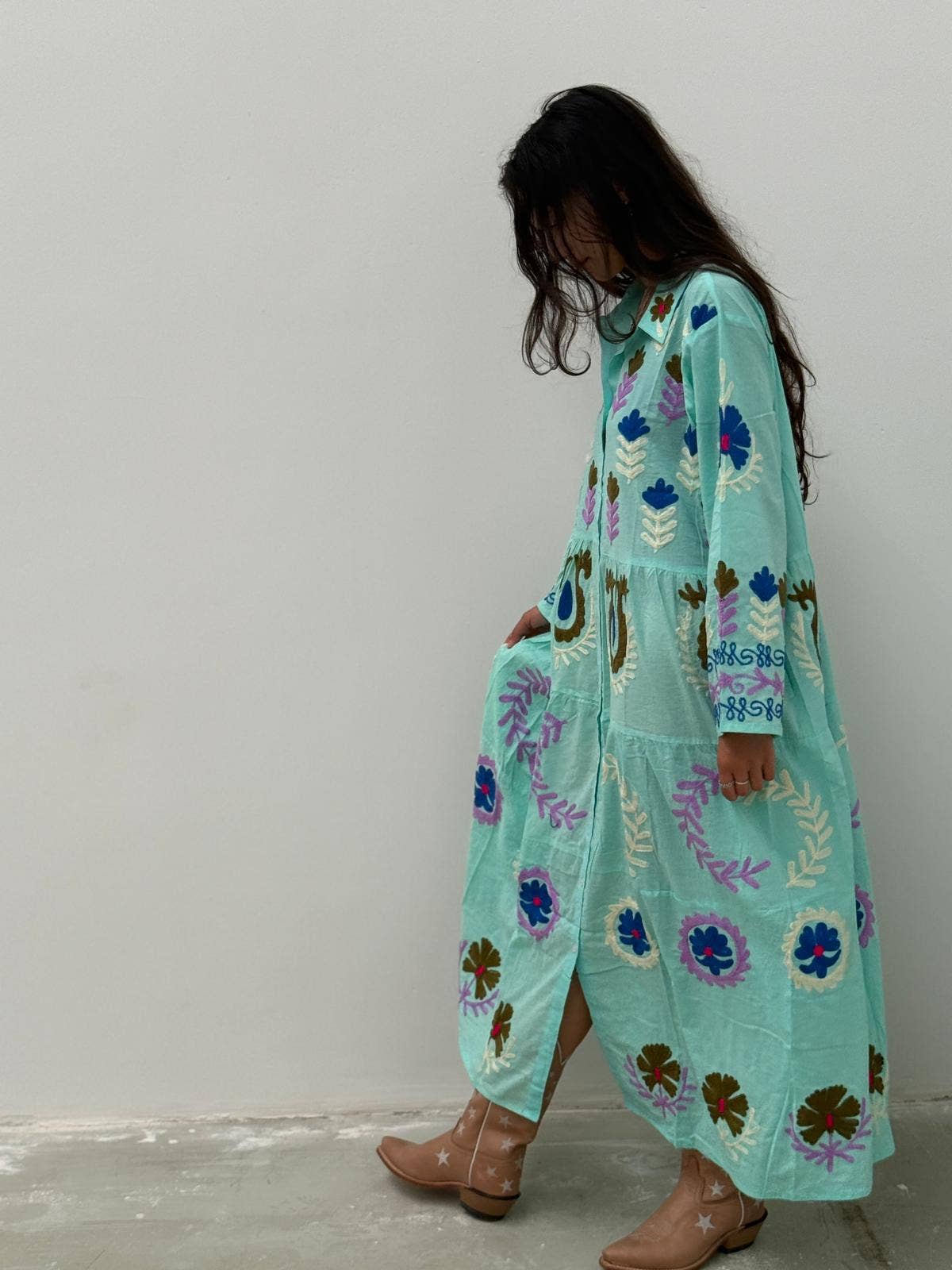 ToutVintage - Wholesale Dress - Women's - Borduurjurk lichtgroen12