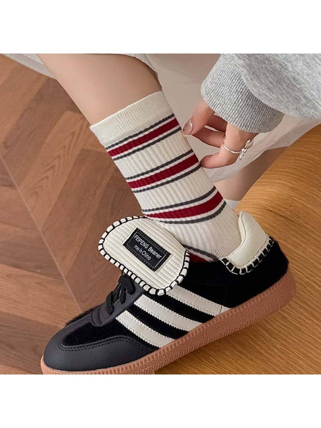 Funkyrel® Atzbranding Limited – wholesale Socks – Women's – Rufia - Striped Sporty Mid-Calf Socks for Women7