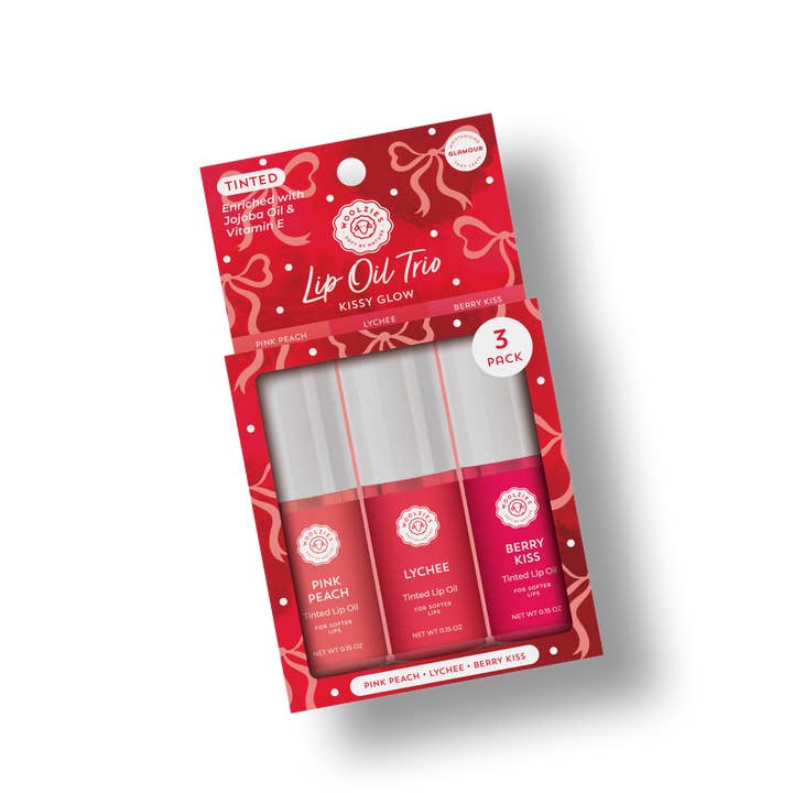 Woolzies - Wholesale Lip Gloss - Valentine's Tinted Lip Oil Trio - Kissy Glow π3