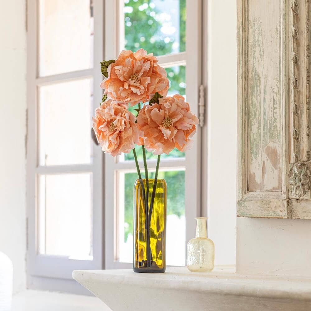 Flowrette - Vente Fleurs artificielles - Pivoine en papier orange corail3