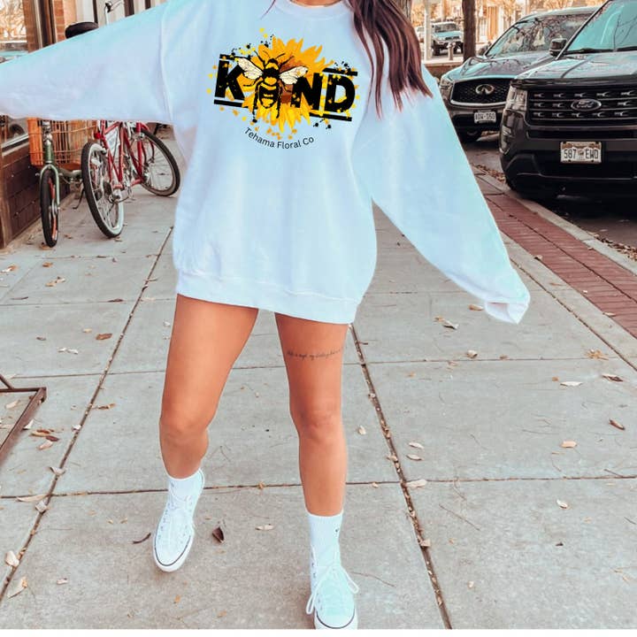 Sweatshirt Abelha Kind, Unissexo Gola Crew Gildan 18000 por atacado de Woven Wonder Apparel