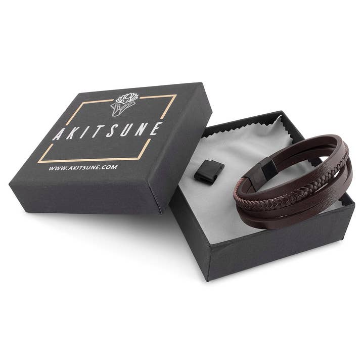 Blackskies - Wholesale Bangle Bracelet - Pathfinder Synthetic Leather Bracelet - Black Brown3