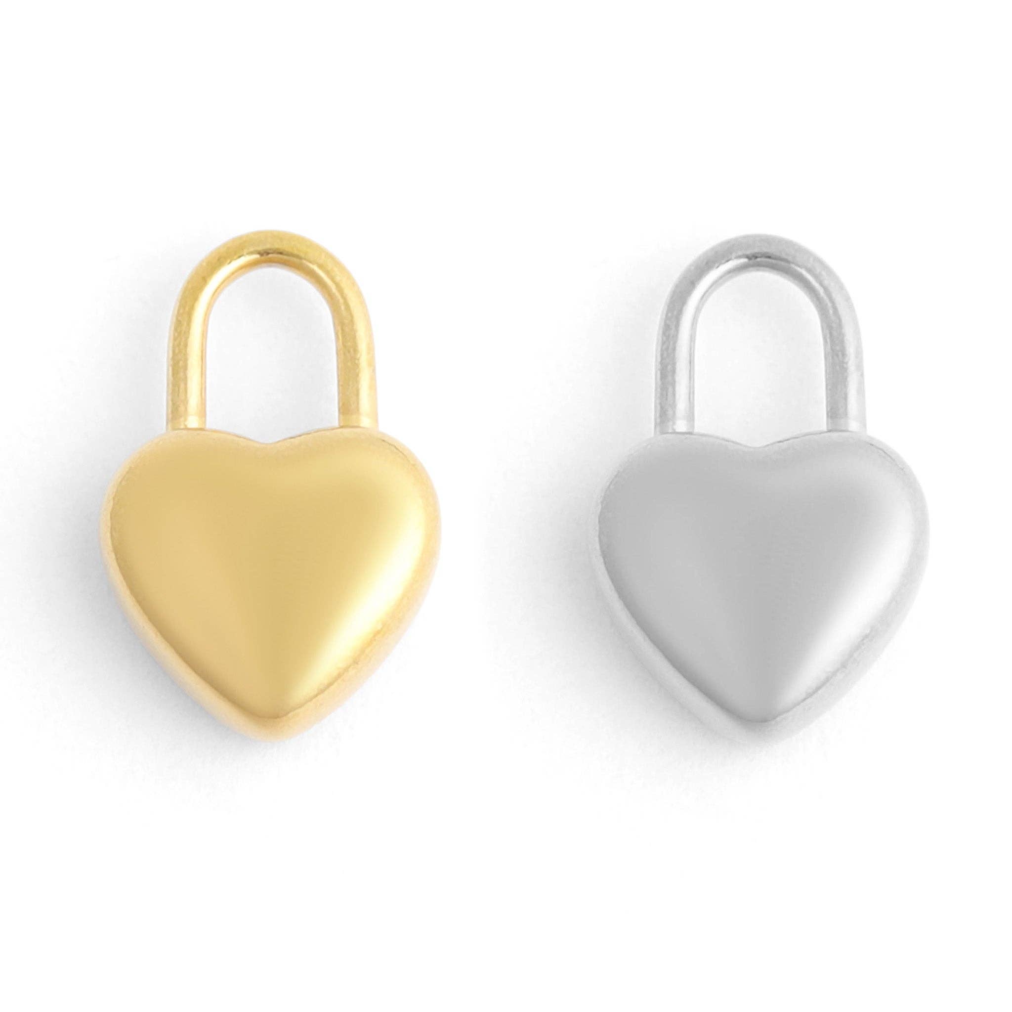 WJW - Wholesale Individual Charm/Pendant - 18K Gold PVD Stainless Steel Heart Padlock Charm8